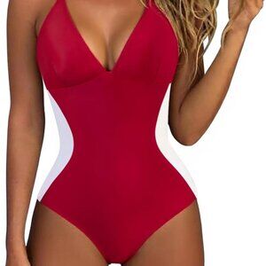 SUUKSESS Women Slimming Contrast Tummy Control Swimsuit Bathing Suit XL